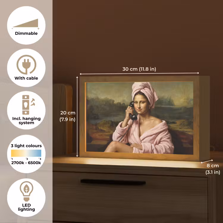 Mona - Klassiek - Roze Light Box met kabel (Tafellamp) klein -USP_EN