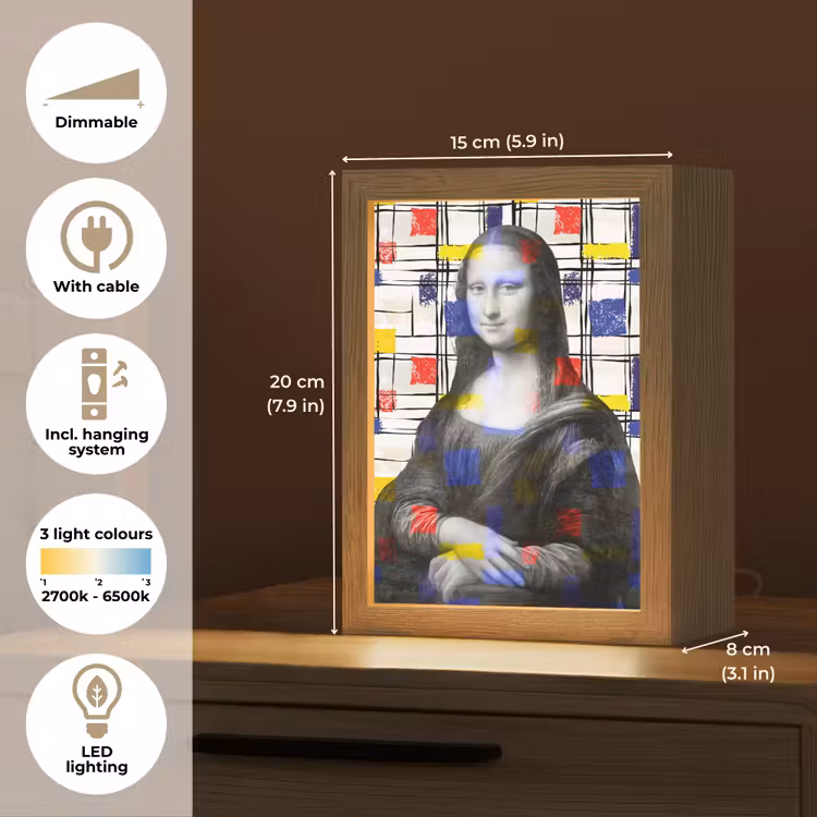 Mona Lisa - Mondriaan - Oude Meesters Light Box met kabel (Tafellamp) klein -USP_EN