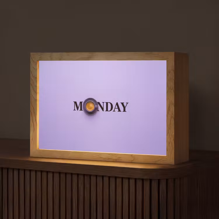 Maandag - Mok - Koffie - Paars Light Box met kabel (Tafellamp) klein -z3d_website