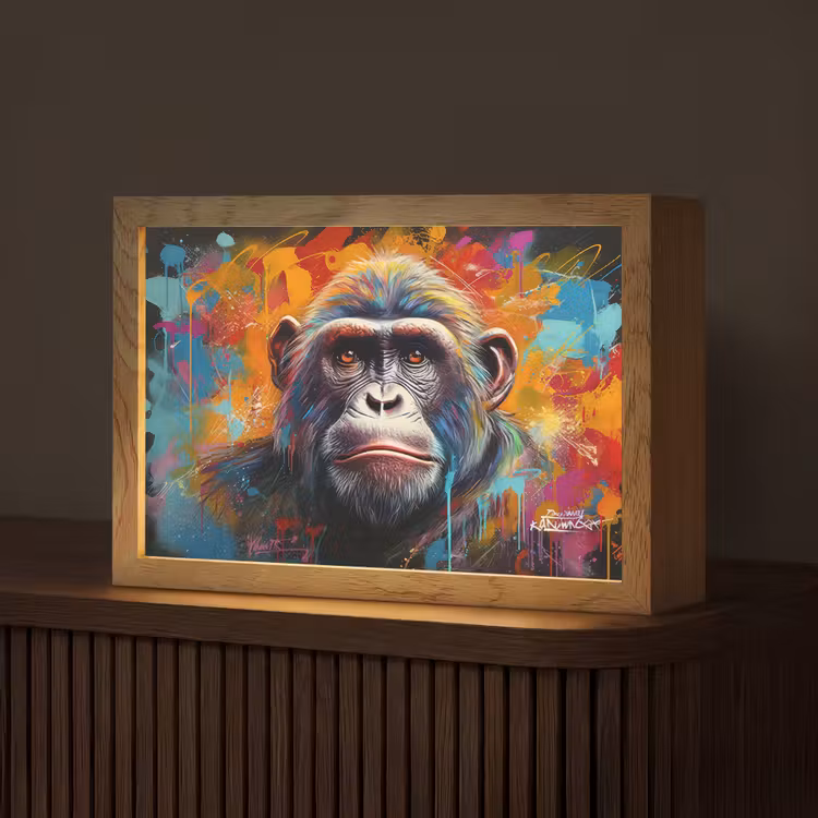 Aap - Gorilla - Graffiti - Dieren - Kleuren Light Box met kabel (Tafellamp) klein -z3d_website