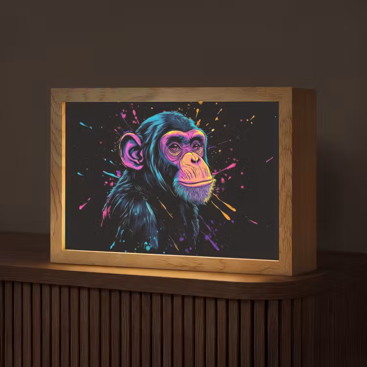 Aap - Verf - Neon - Kleur Light Box met kabel (Tafellamp) klein -z3d_website