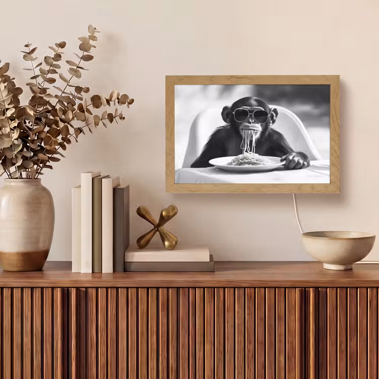 Aap - Spaghetti - Zonnebril - Zwart wit - Cool - Dier Light Box met kabel (Tafellamp) klein -sfeer2