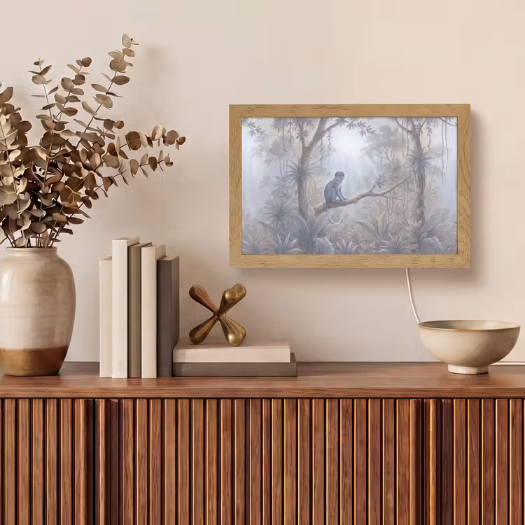 Aap - Boom - Jungle - Natuur - Grijs Light Box met kabel (Tafellamp) klein -sfeer2