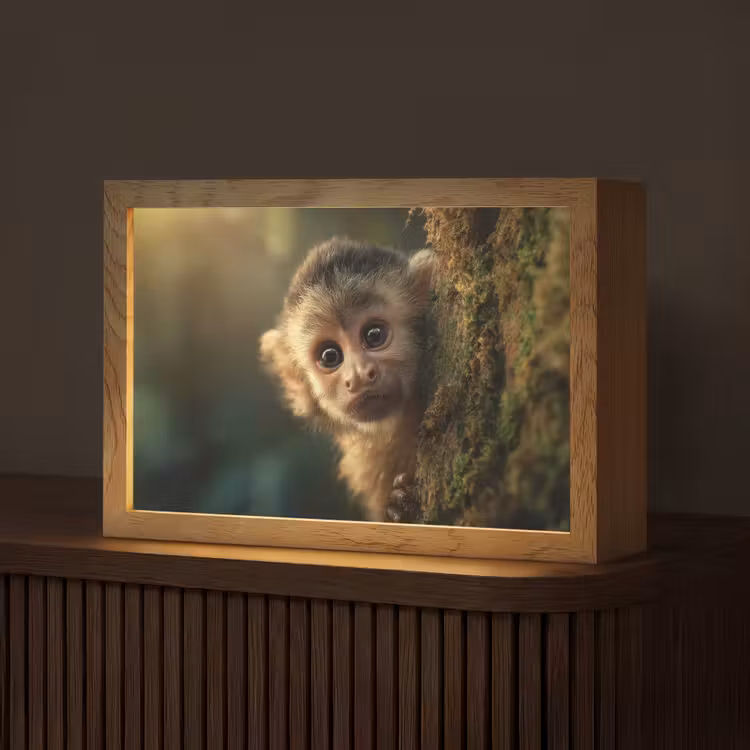 Aap - Boomstronk - Bruin Light Box met kabel (Tafellamp) klein -z3d_website