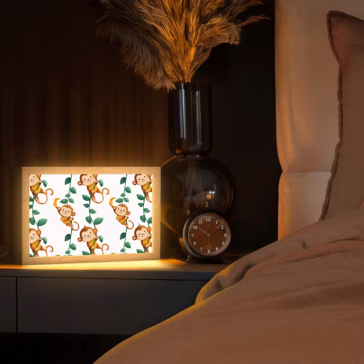 Apen - Lianen - Kleurrijk Light Box met kabel (Tafellamp) klein 924 -sfeer1