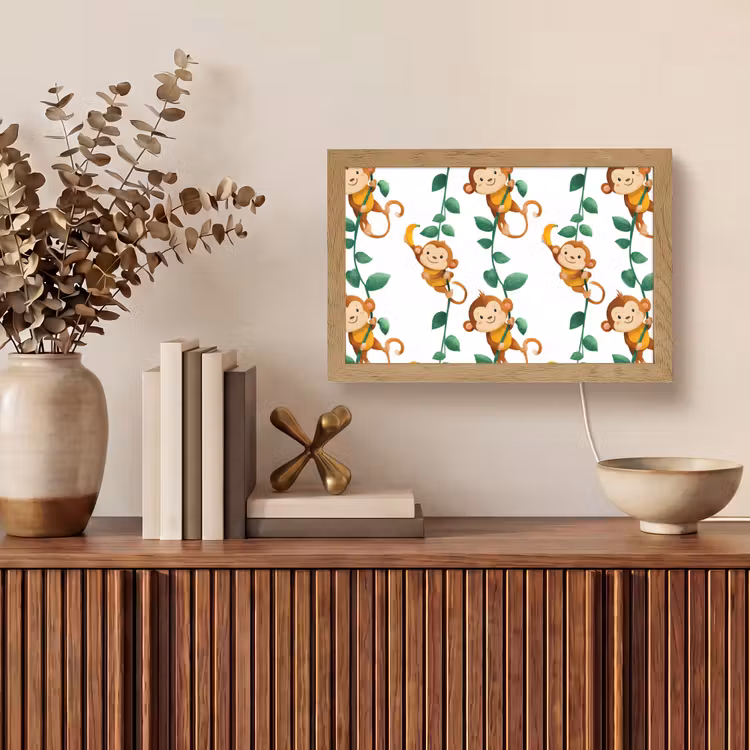 Apen - Lianen - Kleurrijk Light Box met kabel (Tafellamp) klein 924 -sfeer2