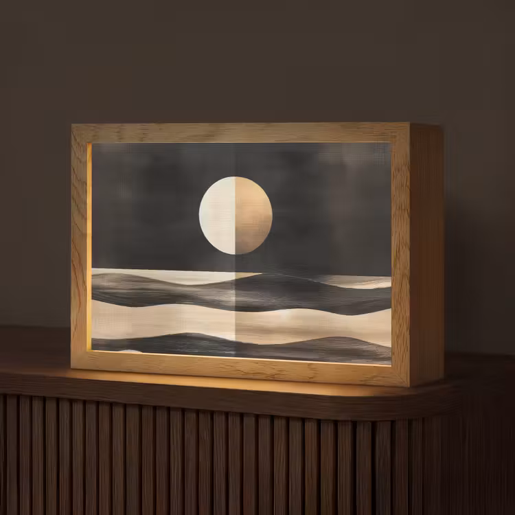 Maan - Cirkel - Goud Light Box met kabel (Tafellamp) klein -z3d_website