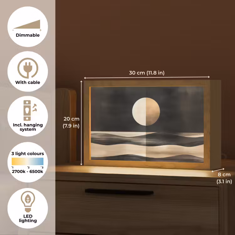 Maan - Cirkel - Goud Light Box met kabel (Tafellamp) klein -USP_EN