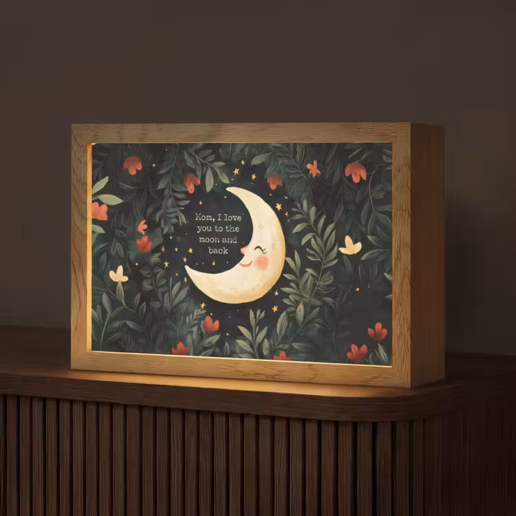 Maan - Quote - Bloemen - Sterren Light Box met kabel (Tafellamp) klein -z3d_website