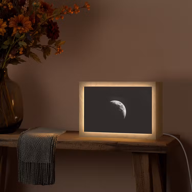 Maan - Hemel - Zwart - Schaduw Light Box met kabel (Tafellamp) klein -sfeer4