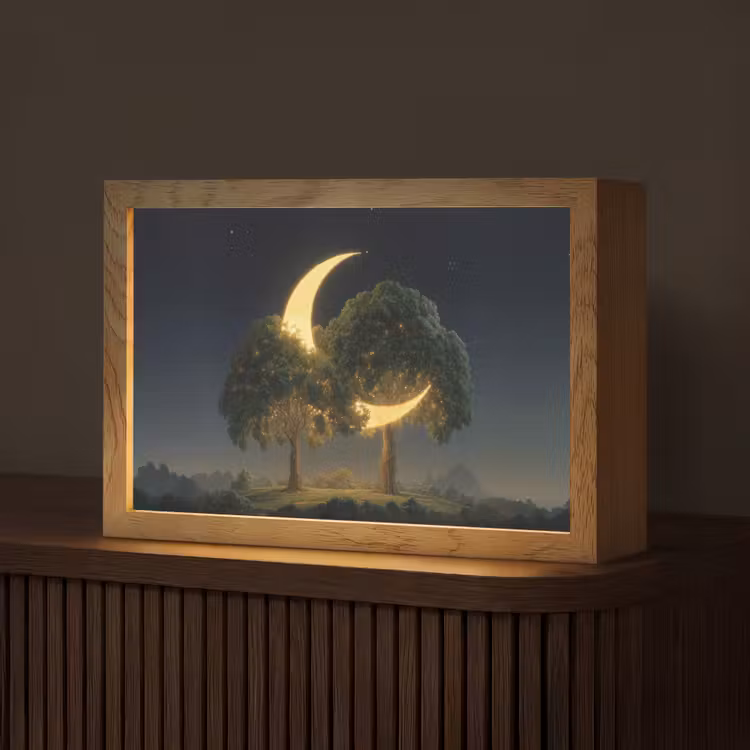 Maan - Bomen - Rust Light Box met kabel (Tafellamp) klein -z3d_website