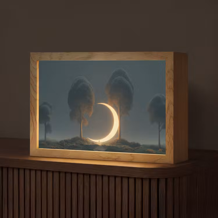 Maan - Bomen - Wandeling Light Box met kabel (Tafellamp) klein -z3d_website