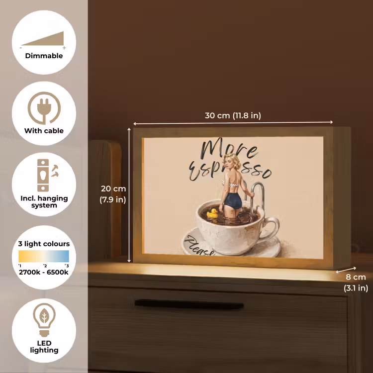 More espresso - Koffie - Eend Light Box met kabel (Tafellamp) klein -USP_EN