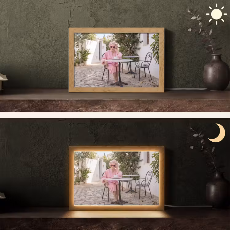 Ochtendjas - Krulspelden - Roze Light Box met kabel (Tafellamp) klein -sfeer3