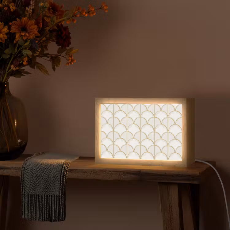 Mozaïek - Bogen - Goud Light Box met kabel (Tafellamp) klein 924 -sfeer4