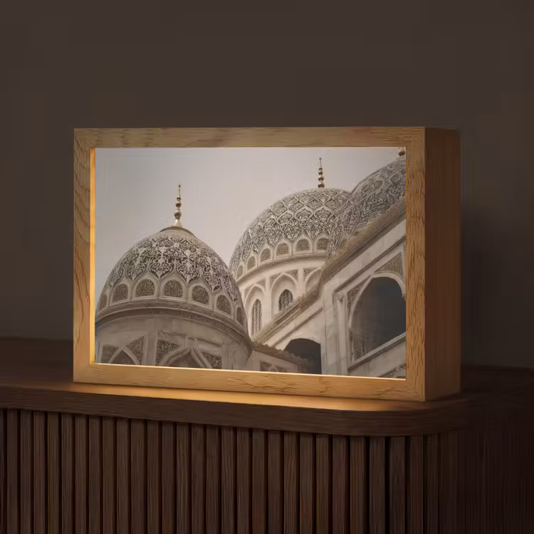 Mozaïekkoepels - Gouden spitsen - Islamitisch Light Box met kabel (Tafellamp) klein -z3d_website