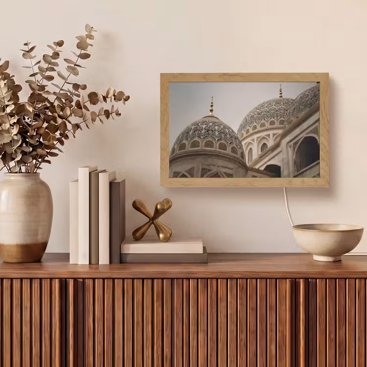 Mozaïekkoepels - Gouden spitsen - Islamitisch Light Box met kabel (Tafellamp) klein -sfeer2