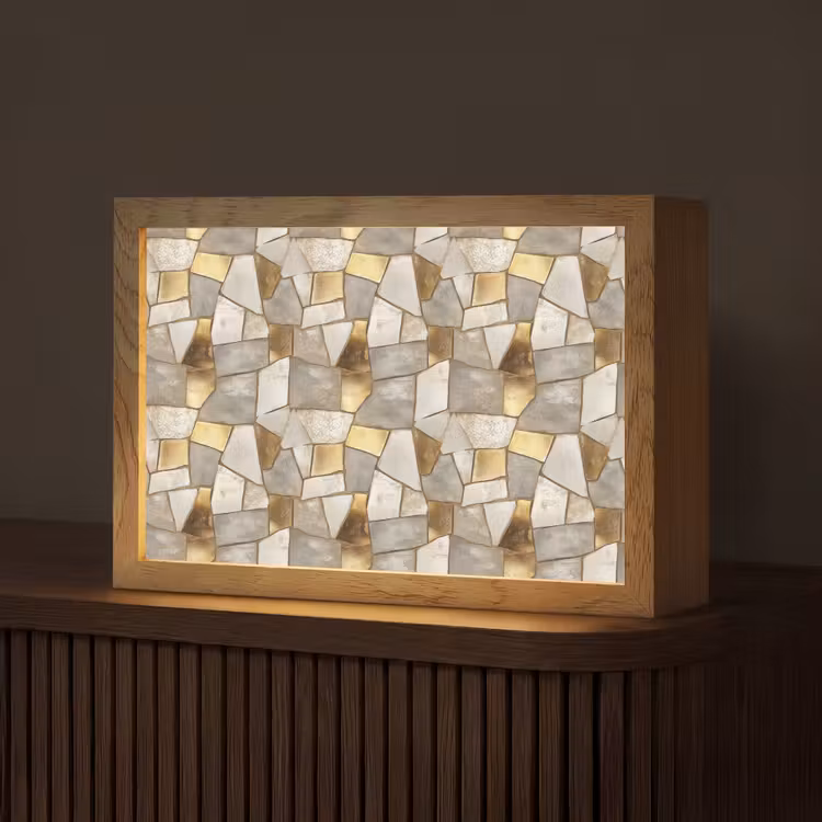 Mozaïek - Marmer - Goud Light Box met kabel (Tafellamp) klein 924 -z3d_website