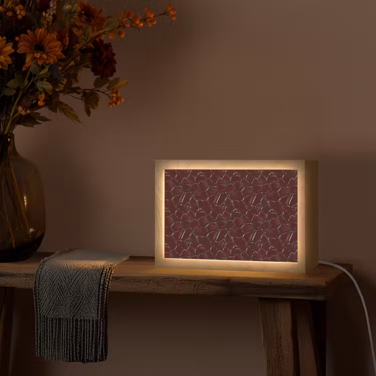 Mozaïek - Tegel - Bordeauxrood Light Box met kabel (Tafellamp) klein 924 -sfeer4