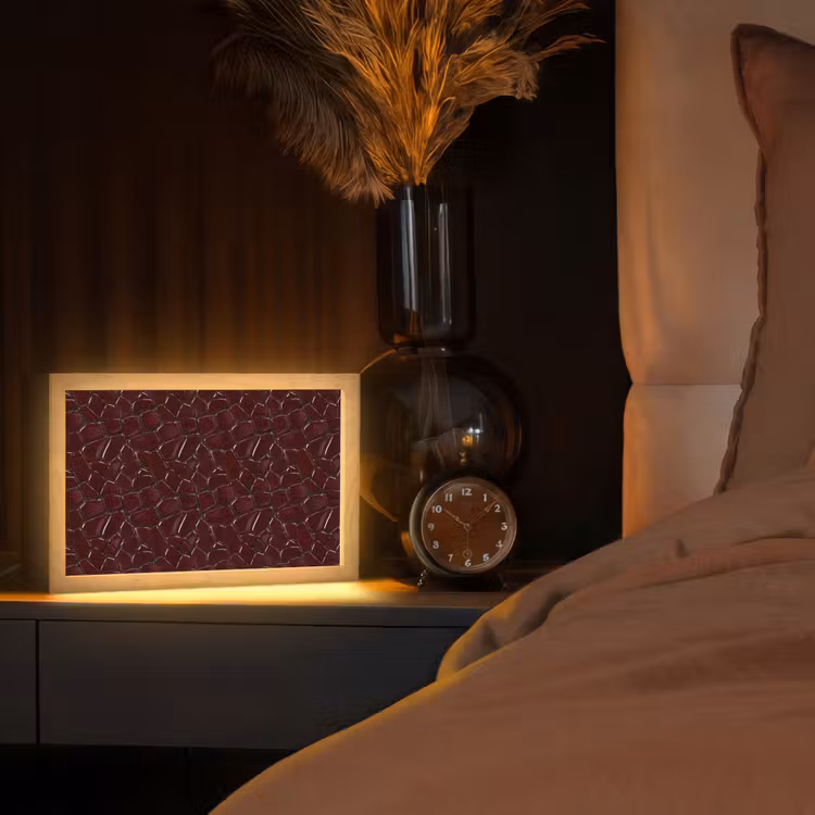 Mozaïek - Tegel - Bordeauxrood Light Box met kabel (Tafellamp) klein 924 -sfeer1