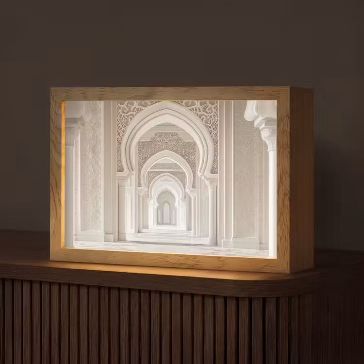 Moskee - Architectuur - Ramadan - Islamitische Light Box met kabel (Tafellamp) klein -z3d_website
