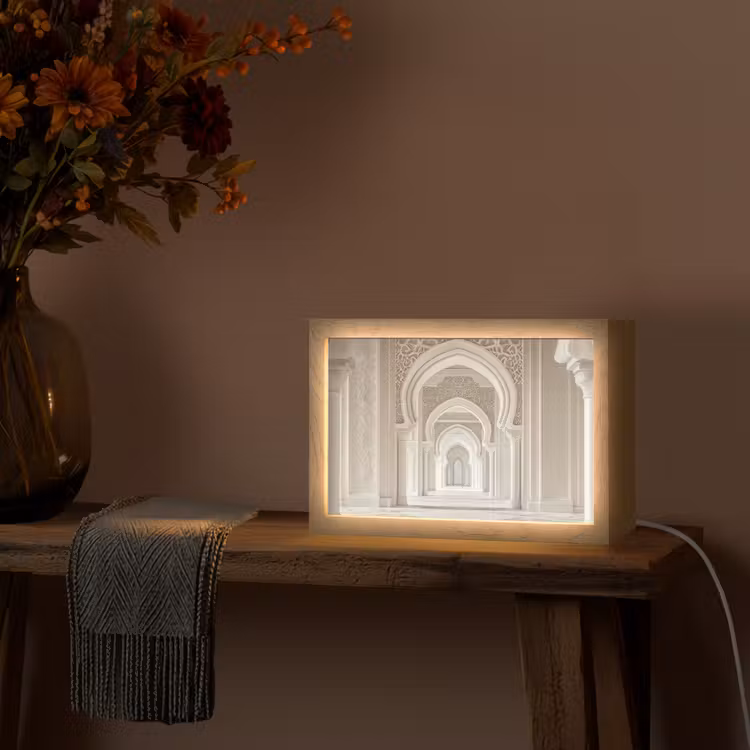 Moskee - Architectuur - Ramadan - Islamitische Light Box met kabel (Tafellamp) klein -sfeer4