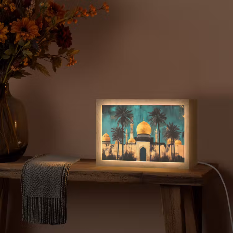 Moskee - Goud - Arabisch - Islamitische Light Box met kabel (Tafellamp) klein -sfeer4
