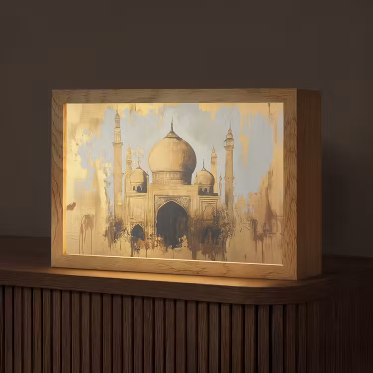 Moskee - Goud - Arabisch - Ramadan - Islamitische Light Box met kabel (Tafellamp) klein -z3d_website