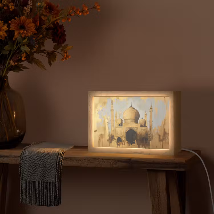 Moskee - Goud - Arabisch - Ramadan - Islamitische Light Box met kabel (Tafellamp) klein -sfeer4