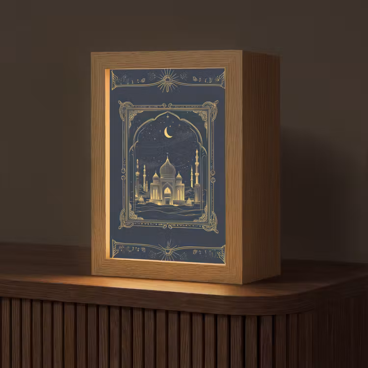 Moskee - Islam - Goud - Ramadan - Islamitische Light Box met kabel (Tafellamp) klein -z3d_website