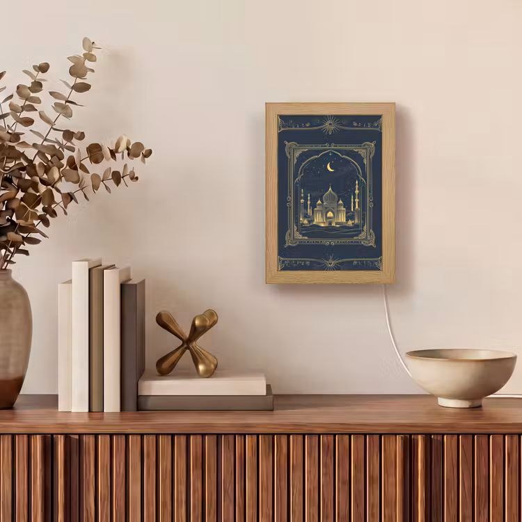 Moskee - Islam - Goud - Ramadan - Islamitische Light Box met kabel (Tafellamp) klein -sfeer2