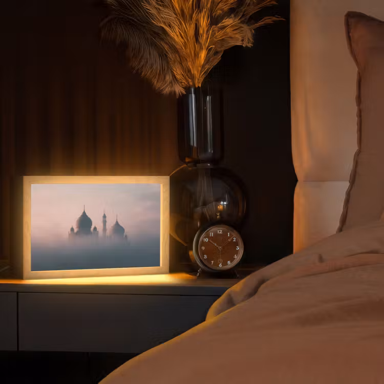 Moskee - Minaretten - mist - Islamitisch Light Box met kabel (Tafellamp) klein -sfeer1