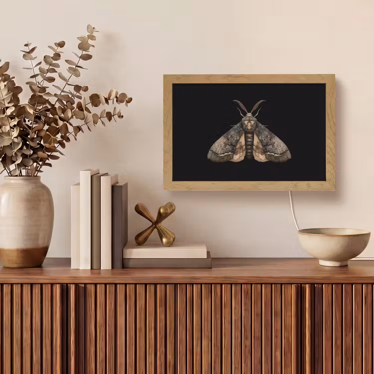 Mot - Bladachtig - Grijs Light Box met kabel (Tafellamp) klein -sfeer2