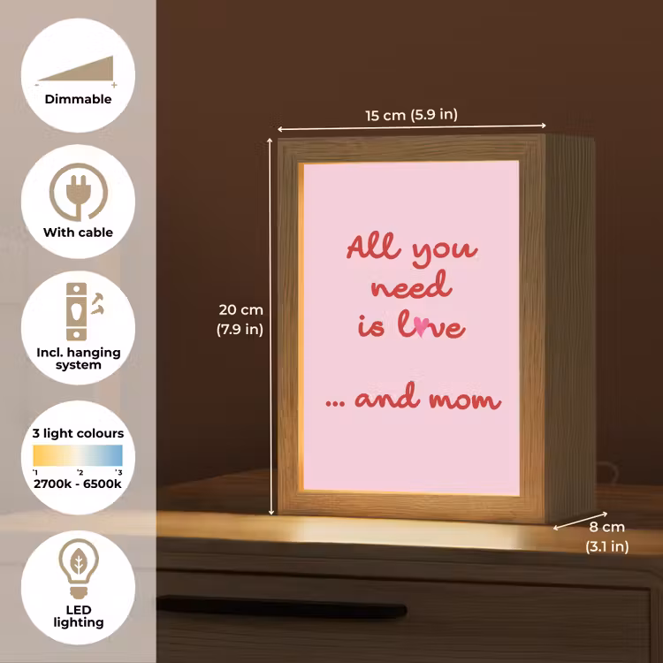 Moeder - Love - Tekst - Rood Light Box met kabel (Tafellamp) klein -USP_EN