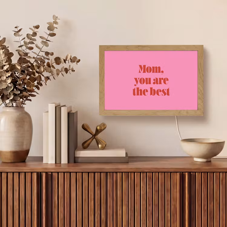 Moeder - Boodschap -Roze Light Box met kabel (Tafellamp) klein -sfeer2