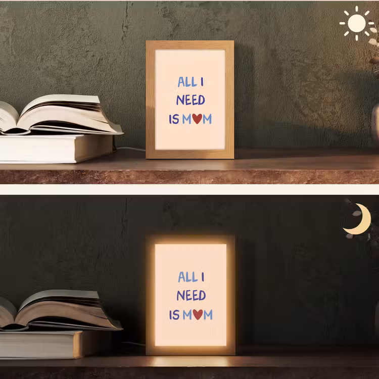 Moeder - Tekst - Hartje - Rood Light Box met kabel (Tafellamp) klein -sfeer3