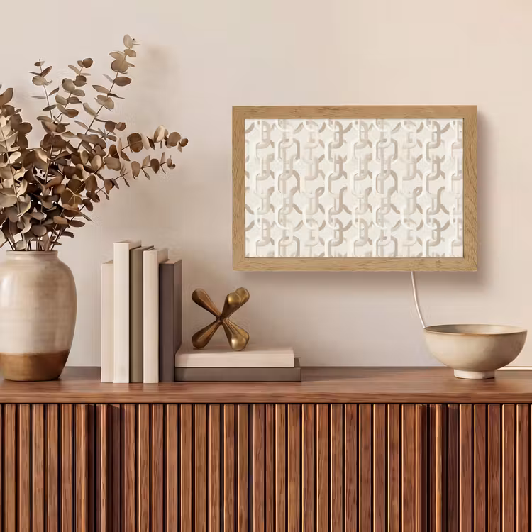 Motief - Abstract - Beige Light Box met kabel (Tafellamp) klein 924 -sfeer2