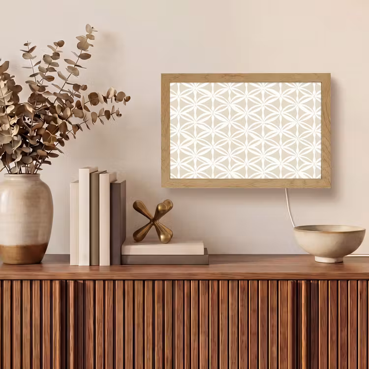 Motief - Modern - Beige Light Box met kabel (Tafellamp) klein 924 -sfeer2