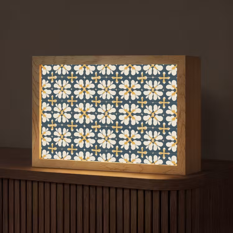 Motief - Tegel - Okergeel Light Box met kabel (Tafellamp) klein 924 -z3d_website