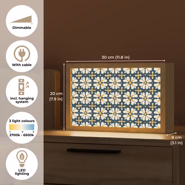 Motief - Tegel - Okergeel Light Box met kabel (Tafellamp) klein 924 -USP_EN