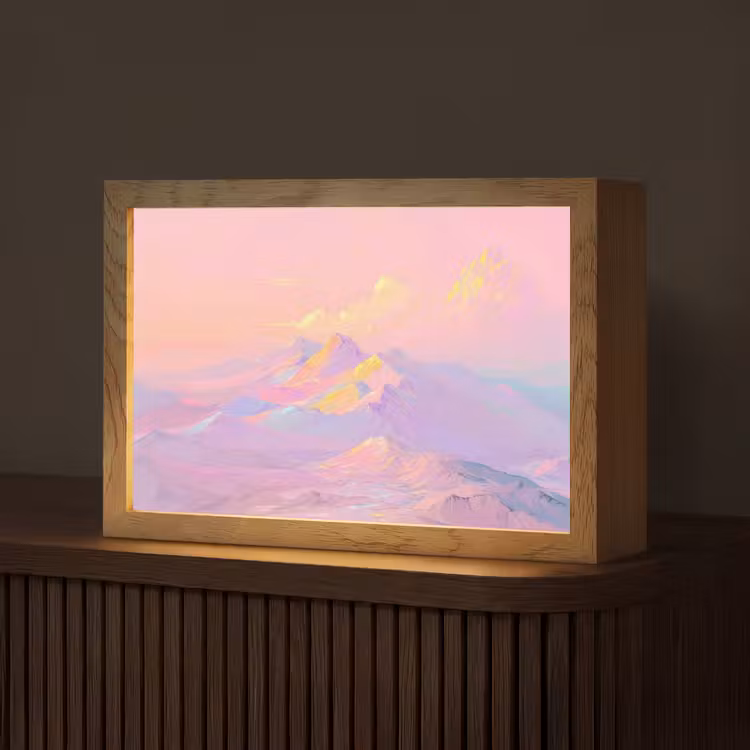 Bergtoppen - Wolken - Dromerig Light Box met kabel (Tafellamp) klein -z3d_website
