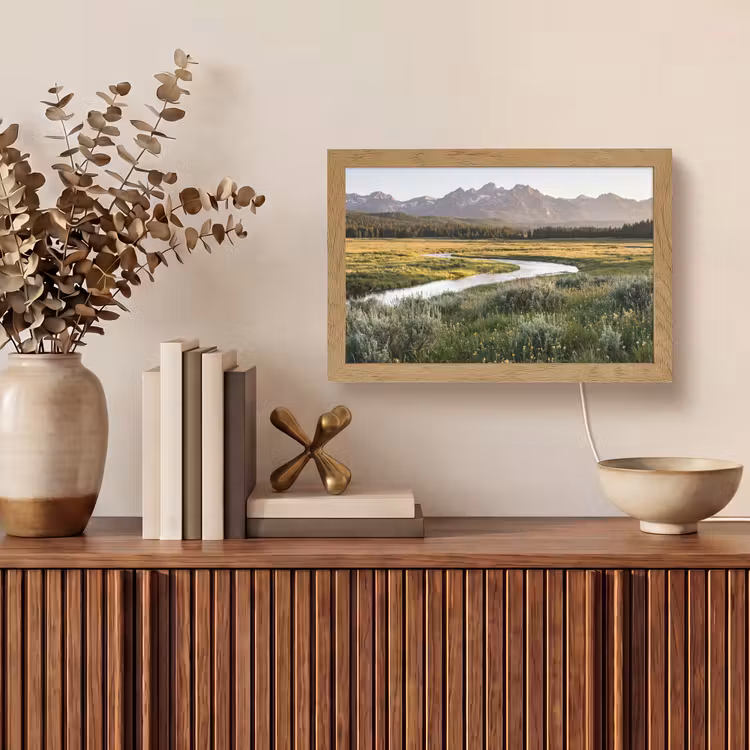Berglandschap - Rivier - Bos Light Box met kabel (Tafellamp) klein -sfeer2