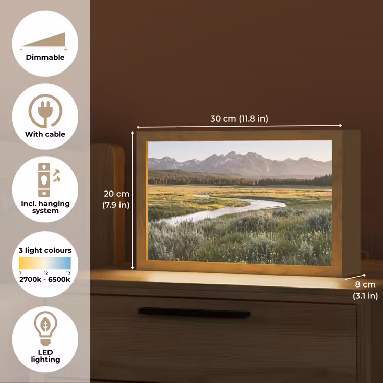 Berglandschap - Rivier - Bos Light Box met kabel (Tafellamp) klein -USP_EN