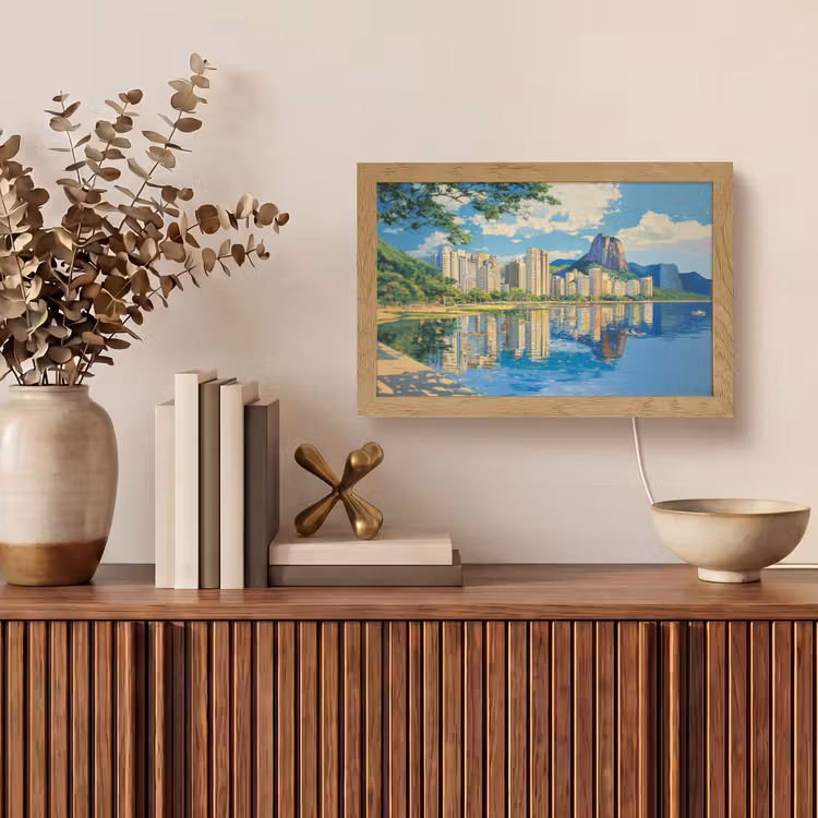 Berg - Skyline - Strand - Water Light Box met kabel (Tafellamp) klein -sfeer2
