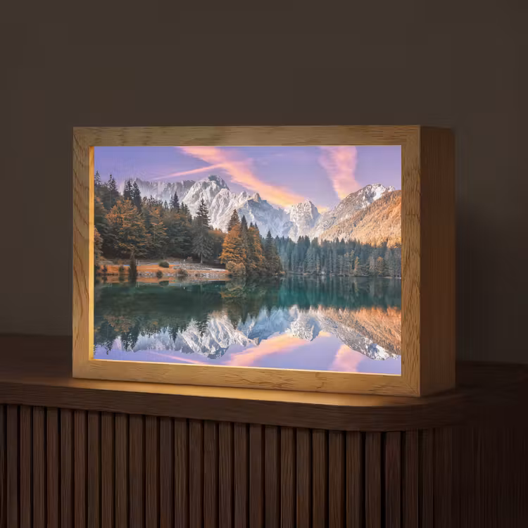 Bergen - Bos - Water - Lucht - Roze - Paars Light Box met kabel (Tafellamp) klein -z3d_website