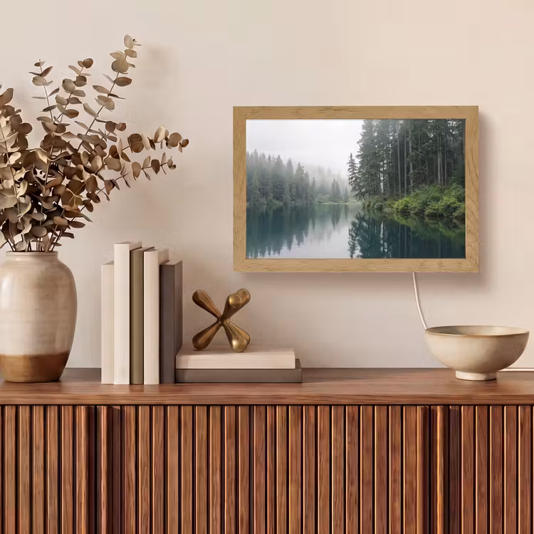 Bergen - Meer - Bos Light Box met kabel (Tafellamp) klein -sfeer2