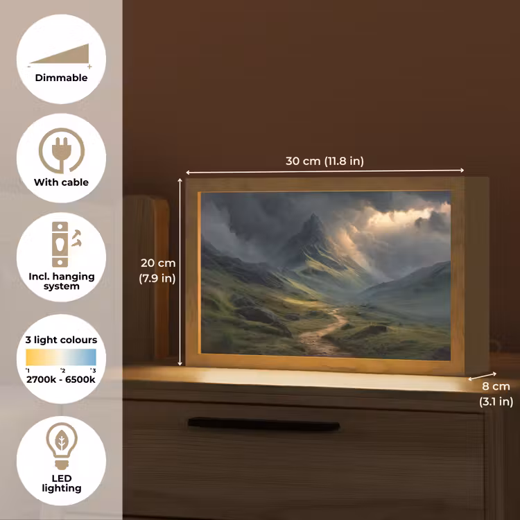 Bergen - Kronkelpad - Groen - Wolken Light Box met kabel (Tafellamp) klein -USP_EN