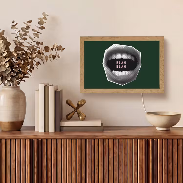 Mond - Groen - Illustratie - BLAH BLAH Light Box met kabel (Tafellamp) klein -sfeer2