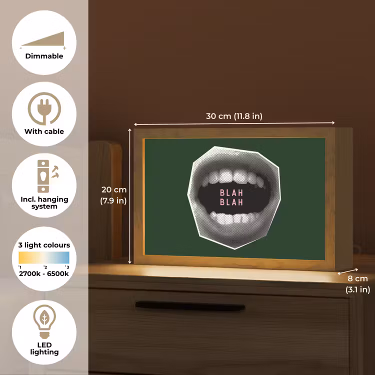 Mond - Groen - Illustratie - BLAH BLAH Light Box met kabel (Tafellamp) klein -USP_EN