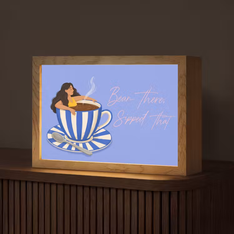 Mok - Koffie - Vrouw - Paars Light Box met kabel (Tafellamp) klein -z3d_website